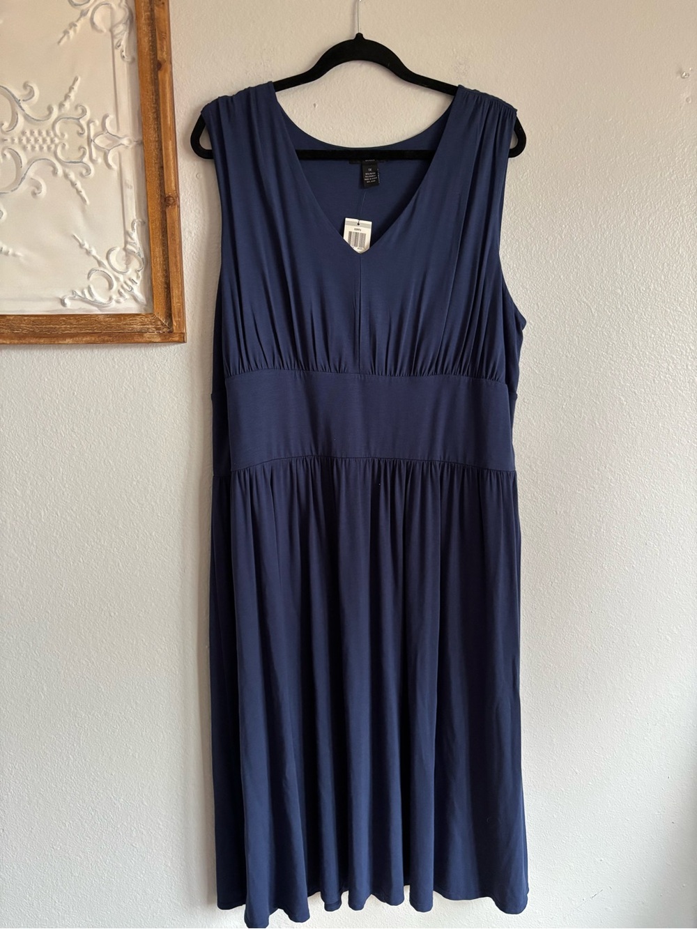 Alfani Women's Sleeveless Navy Blue Dress Size IX NWT V-neck Midi Indigo casual